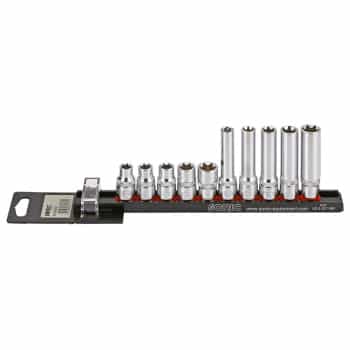 Socket set 3/8 ", TX-E 10-piece on rail