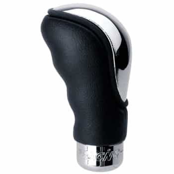 Simoni Racing Gear Shift Knob Brio - Chrome/Black Leather