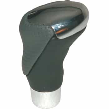 Gear knob chrome/black-grey leather