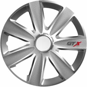 4-Piece Hubcaps GTX Carbon Silver 13 inch