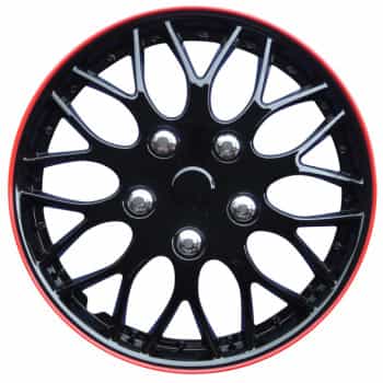 4-Piece Hubcaps Missouri 15-inch black / red border