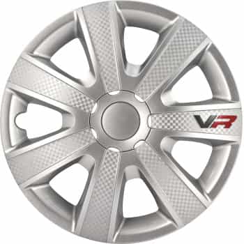 4-Piece Hubcaps VR 16-inch silver / carbon-look / logo