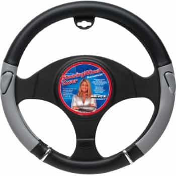 AutoStyle Steering Wheel Cover Black/Grey/Chrome
