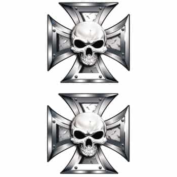 Stickerset Skull + BlackEyes in IronCross - 2x 8x8cm