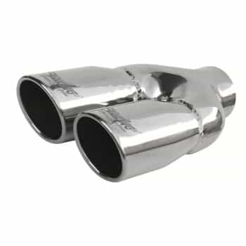 Simoni Racing Exhaust Tip Dual Round/Slanted Stainless Steel - Diameter 76mm - Length 230mm - Mounting 58mm