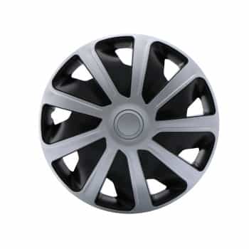 4-Piece Hubcaps Craft Silver / Black (Convex Rims) 15-inch