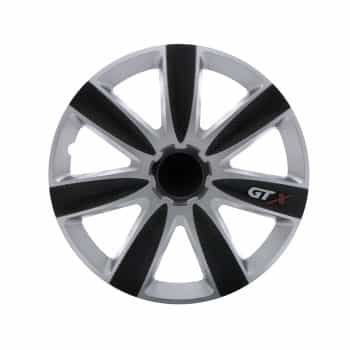 4-Piece Hubcaps GTX Carbon Black & Silver 13''
