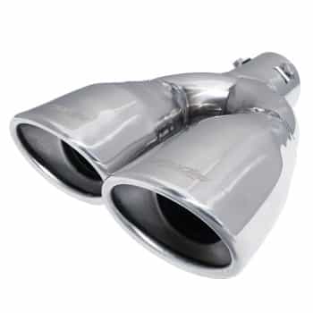 Simoni Racing Exhaust Tip Dual Oval/Slanted Stainless Steel - 167x67xL220mm - Mounting 37->57mm - Left