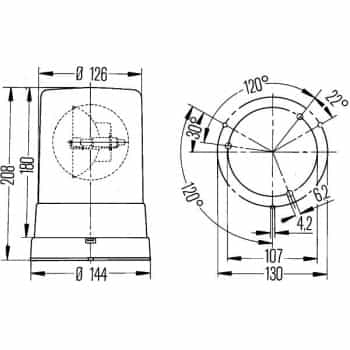 Rotating beacon KL710 12V orange fixed w/optics