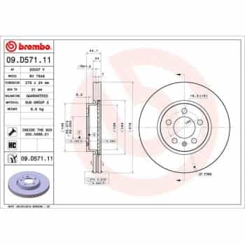 Brake Disc COATED DISC LINE 09.D571.11 Brembo