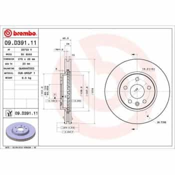 Brake Disc COATED DISC LINE 09.D391.11 Brembo