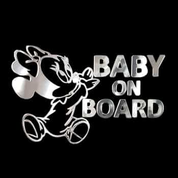 Nickel Sticker 'BABY ON BOARD Minnie' - 90x85mm