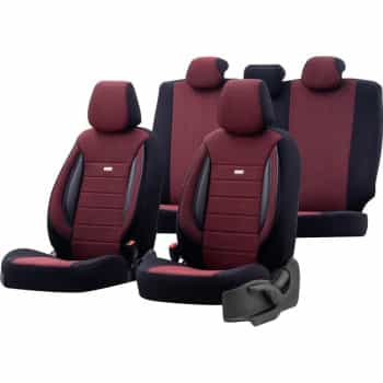 Fabric seat cover set 'SelectedFit Sports' Black / Red - 11-piece