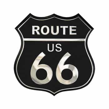Aluminum Emblem/Logo - ROUTE 66 - Black - 8x8cm