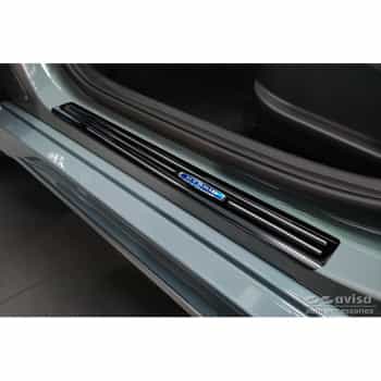 Black stainless steel door sills suitable for Hyundai Kona 2017-2020 & FL 2020- 'Hybrid' - 4-piece
