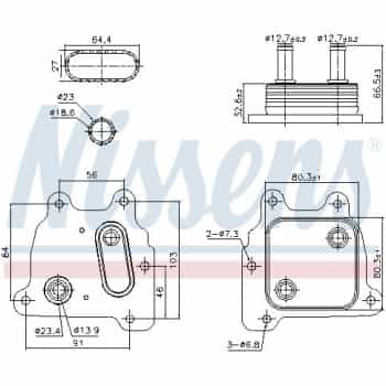 Oil cooler, engine oil 91364 Nissens