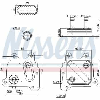 Oil cooler, engine oil 91374 Nissens