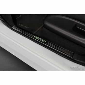 Black glossy stainless steel door sills suitable for Nissan Leaf II (2E1) 2017-2022 & Facelift 2022- 'E-Pow