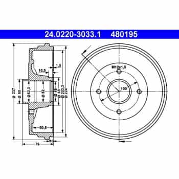 Brake drum 24.0220-3033.1 ATE