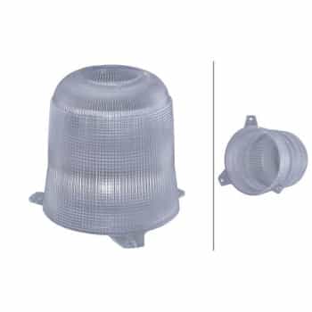 Lens, rotating beacon