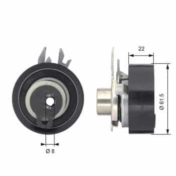 Tensioner Pulley, timing belt PowerGrip® T43046 Gates