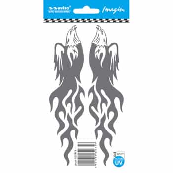 Car Tattoo Sticker Eagle with flames 2pcs - 16.1x4.2cm