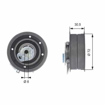 Tensioner pulley, timing belt T43010 Gates
