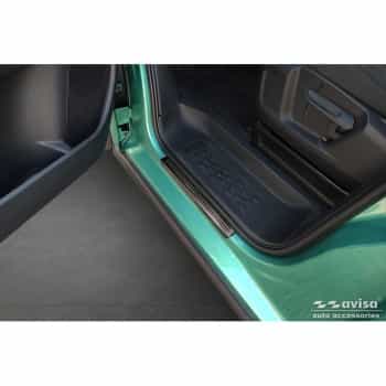 Black stainless steel door sills suitable for Volkswagen ID.Buzz 2022 - - 'Lines' - 2-piece
