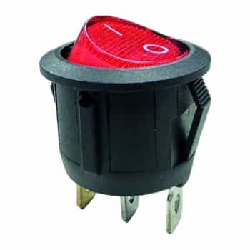 Rocker switch red on - off, 12V, 10A, 20mm, LED in blister