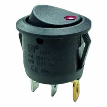 Rocker switch red on - off, 12V, 10A, 20mm, LED in blister