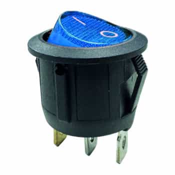 Rocker switch blue on - off, 12V, 10A, 20mm, LED in blister