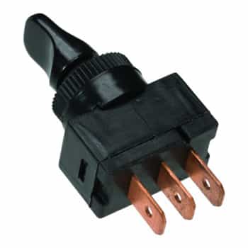 rocker switch black on-off-on 12v, 25a 3 lip contacts installation dimensions ø13 mm in blister