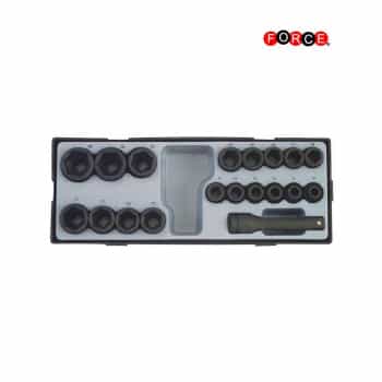 1/2" 6-sided impact socket set, 19 pieces