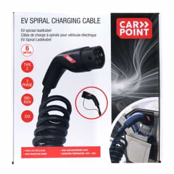Carpoint Spiral Charging Cable Electric Car Type2>2 32A 3ph 6 meters