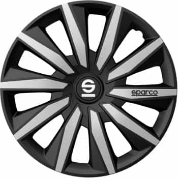 Sparco Milano Wheel Covers - 16-inch - Black/Silver - Set of 4 pieces