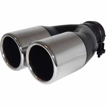 Uitlaatsierstuk Staal / Chroom - 2x round 75mm - length 220mm - -> 60mm connection