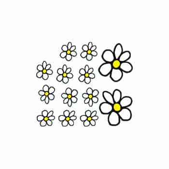 Sticker Flowers - white / yellow - 13.5x15.5cm