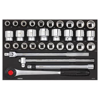 Sonic Socket Set 3/4", Metrish and SAE 32 Piece