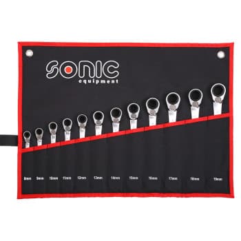Ratchet ring spanner set 12 side in case 12 pcs.