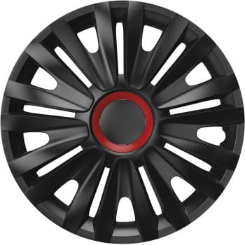 4-Piece Hubcaps Royal Red Ring Black 16 inch