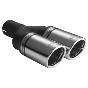 Ulter Sport Exhaust Tip - Dual Round 90mm RS - Length 225mm - Mounting ->50mm - Stainless Steel