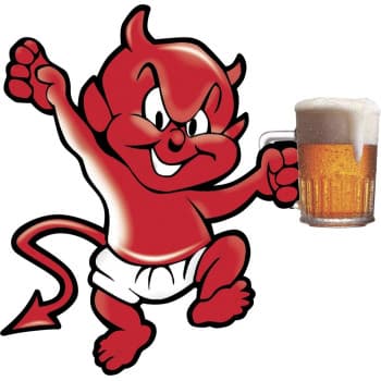 Sticker Devil With Beer - 10,5x10,5cm