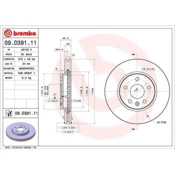 Brake Disc COATED DISC LINE 09.D391.11 Brembo