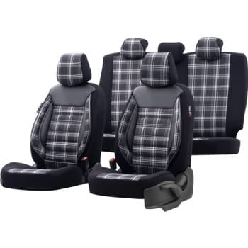 otoM Fabric Seat Cover Set 'Sports' - Black / Gray - 11-piece
