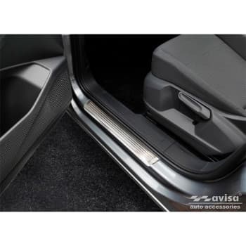 Stainless steel door sills suitable for Volkswagen Caddy V 2020- - 'Lines' - 2-piece