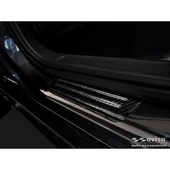 3D Black Carbon Door Sill Fitting for Volkswagen Tiguan II 2016-/Arteon 2017-/Passat Sedan&Vari
