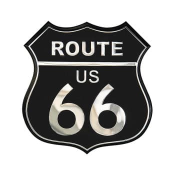 Aluminum Emblem/Logo - ROUTE 66 - Black - 8x8cm