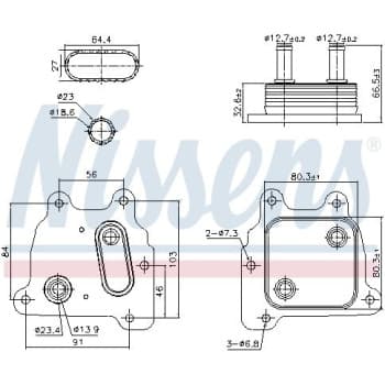 Oil cooler, engine oil 91364 Nissens