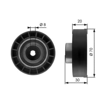 Tensioner Pulley, V-ribbed belt T39059 Gates