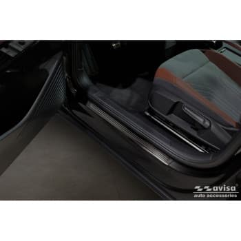 Black stainless steel door sills suitable for Volkswagen ID.4 2020 - 'Lines' - 4-piece